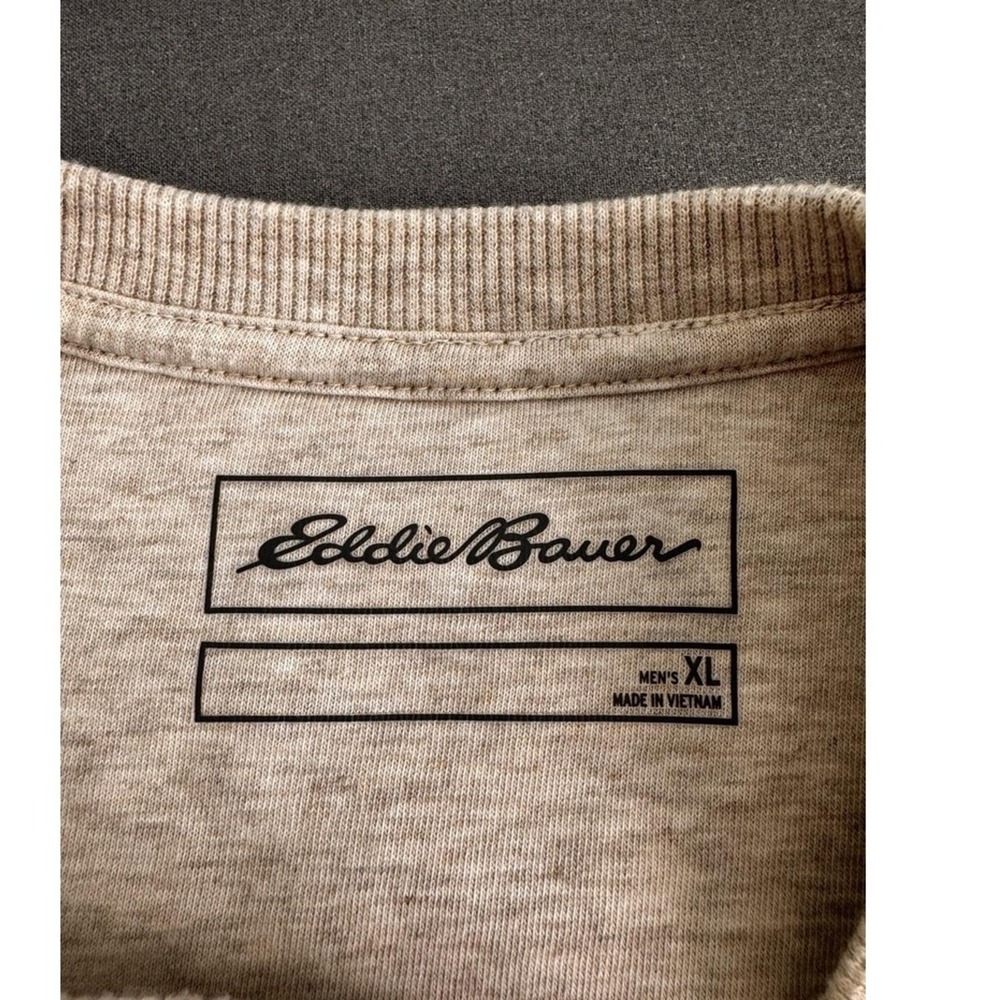 Eddie Bauer Shirt Mens XL Beige Waffle Knit Crew Neck Ribbed Cuffs Thermal - Picture 4 of 7